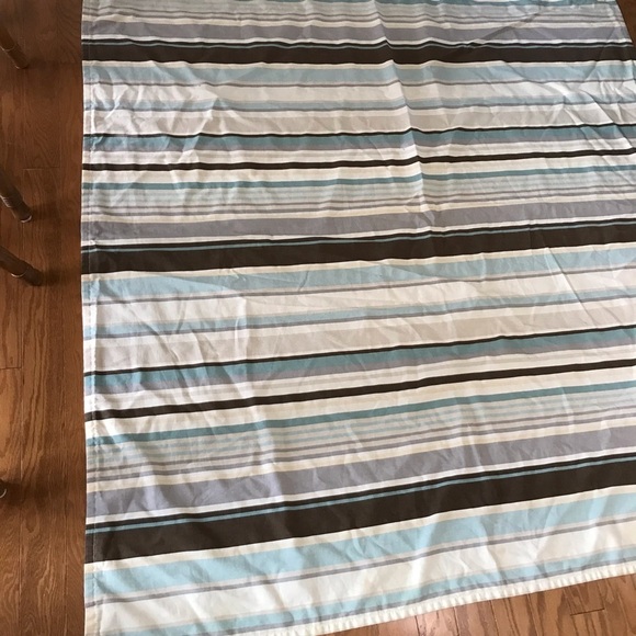 Striped Shower Curtain Beach Brown Tan Aqua Blue stripes - Picture 6 of 14